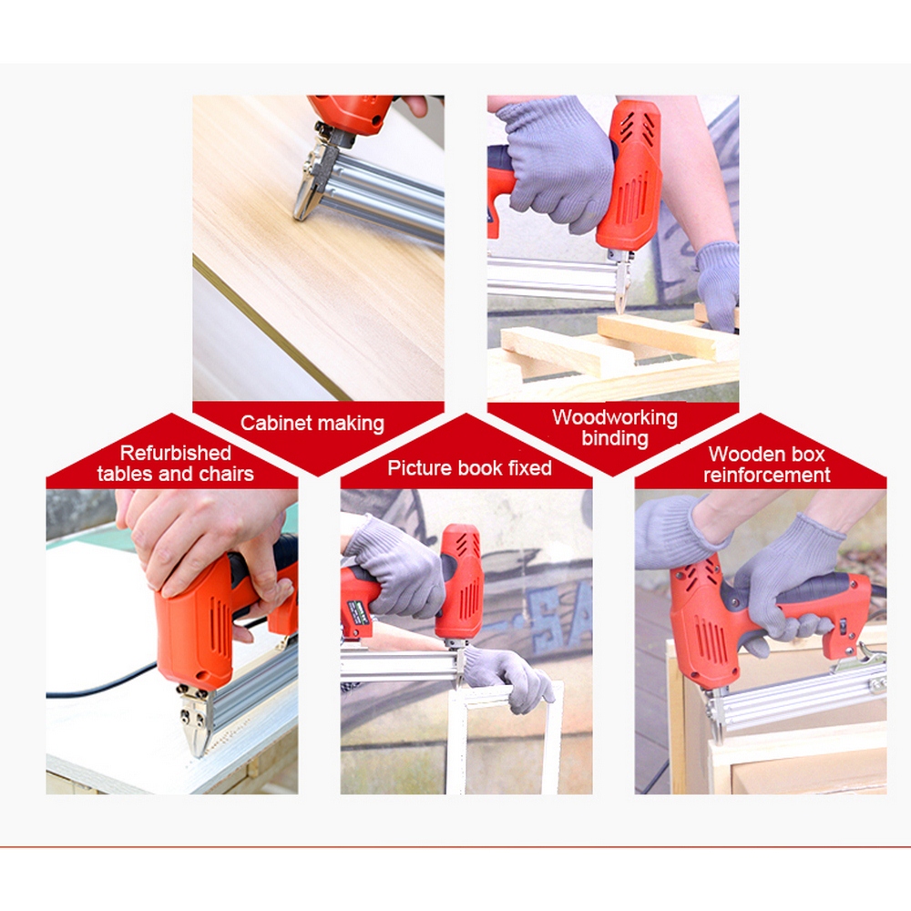 2000W Electric Nailer for 10-30mm 2 In 1 Electric Staple Machine Cabinet Process Foil Soft Wood Paper Wallboard Nail Door Panel