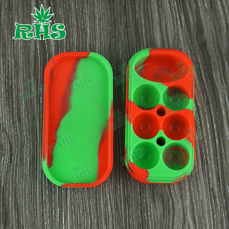 Food grade Nonstick 6+1 silicone box for vaporizer dry herb concentrate oil silicone case storage colorful silicone jars 50pcs