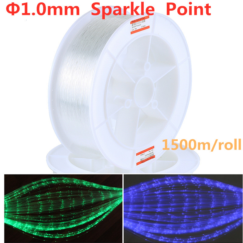 1500m/roll diameter:1mm Sparkle Flash Point PMMA Plastic High Bright End glow Fiber Optic Cable for DIY Ceiling Star lighting