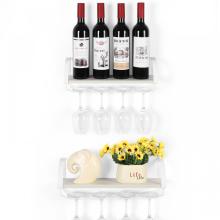 Wall Mounted Wine Rack with Wine Glass Hanger