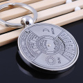 Silver Color 50 Years Super Perpetual Calendar Key Chains Rings Astrology KeyChains Car Bag Pendant Keyring Holder Gift Jewelry