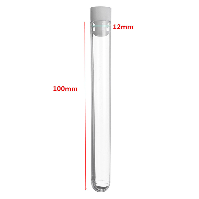 50Pcs Clear Plastic Test Tubes Sample Container Screw Seal Hard with Push Cap for School Lab Supplies 12*100mm
