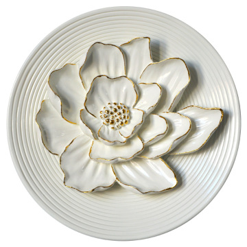 8 Inches Resin Flower Decorative Plate Wall Decoration Plate Hanging Ornaments Living Room Wall Background Home Decor
