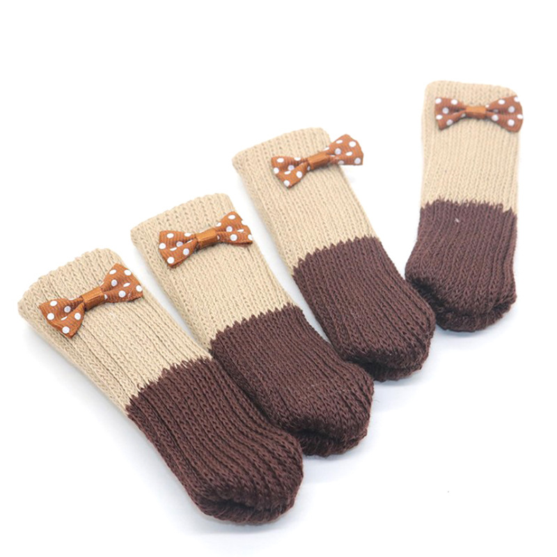 Cute Knitted 16 Piece Chair Legs Table Legs Socks Floor Protective Cover Flower Knot Cover Home Decoration Table Leg Cover