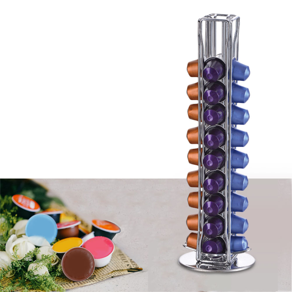 40 Cups Nespresso Coffee Pods Holder Rotating Rack Coffee Capsule Stand Dolce Gusto Capsules Storage Shelve Organization Holder