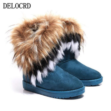 Fashion Women's Boots Winter New Snow Boots in The Tube imitation Fox Hair Ladies Cotton Boots Comfortable Warm Women's Boots