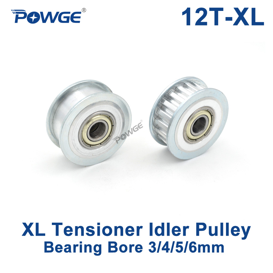POWGE Inch 12 Teeth XL synchronous Pulley Idler Tensioner Wheel Bore 3/4/5/6mm with Bearing Guide Passive pulley XL 12teeth 12T