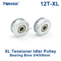 POWGE Inch 12 Teeth XL synchronous Pulley Idler Tensioner Wheel Bore 3/4/5/6mm with Bearing Guide Passive pulley XL 12teeth 12T