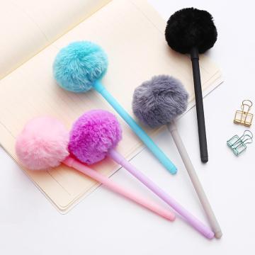 0.5mm Cute Gel Pen Fluffy Ball School Office Supplies Drawing Writing Stationery