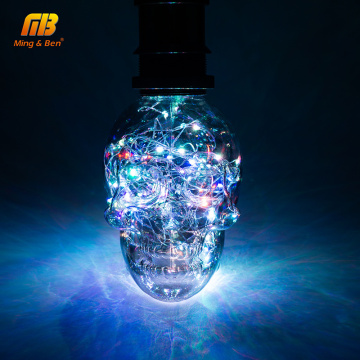 LED String Light RGB Copper Silk LED Lamp Bulbs Skull AC 110V 220V Halloween Christmas Decoration E27 Led Bulb For Home Cafe Bar