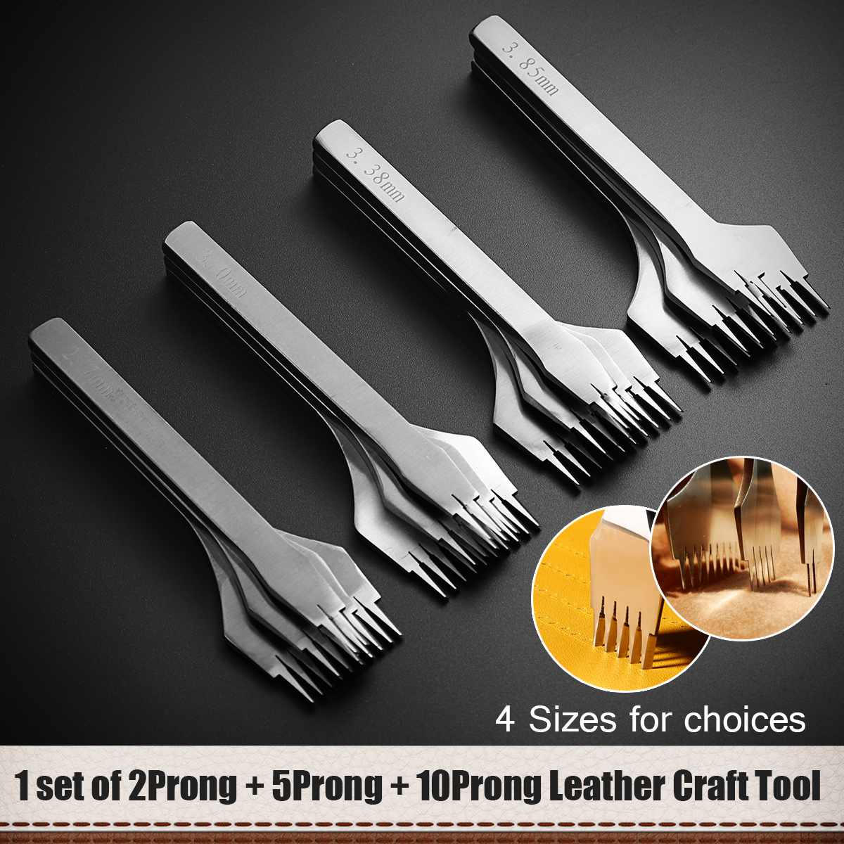 for Clothe Designer Leather Craft Set 3Pcs Hole Chisel Punches Stitching Steel Tool Housewife Strength Steel Strong Texture Neat