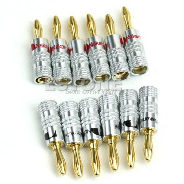 New 12x Golden Nakamichi Speaker Banana Plug Connector Adapter Connectors New