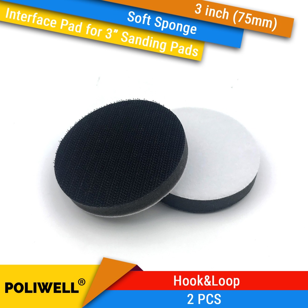 2PCS 3 Inch(75mm) Soft Sponge Interface Pads for 3" Back-up Sanding Pad and Hook&Loop Sanding Discs for Uneven Surface Polishing