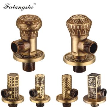 Antique Carved Toilet Filling Valve Copper Brass Indoor/ Outdoor Garden Taps Valve High Quality Luxury Bathroom Accessories Angle Valve WB8507