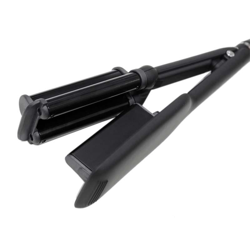 32Mm Deep Wave Hair Curling Irons Ceramic Triple Barrel Big Wave Curlers Big Corrugated Hair Curler Eu Plug Black