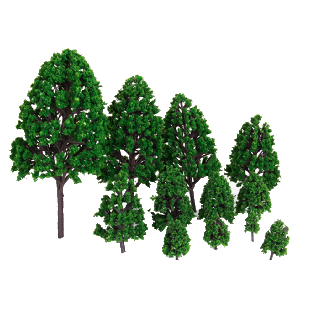 12Pieces Green Plastic Model Trees Train Railroad Park Garden Scenery Landscape Scenery DIY 1/50 Scale Trees Toys