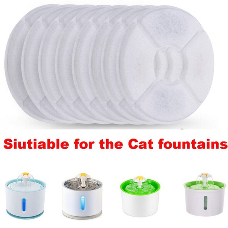 10PCS Activated Carbon Filter Replaced for Cat Water Drinking Fountain Replacement Filters Pet Round Fountain Dispenser