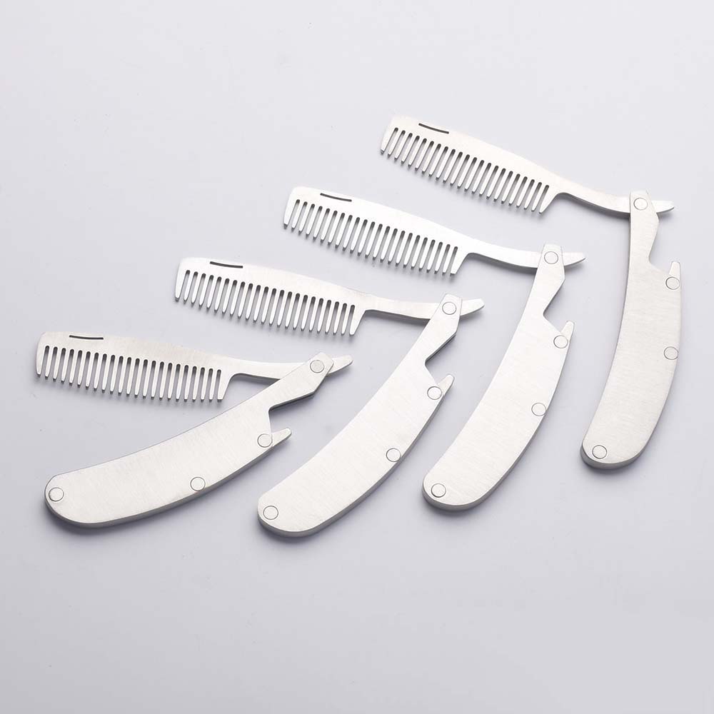 Hair Comb New Men's dedicated Stainless steel folding comb set Mini pocket comb beard care tool Convenient and use hair brush