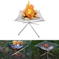Portable Contractile BBQ Holder Rack Outdoor Portable Fire Rack Folding Table Grill Stainless Steel Point Charcoal Stove