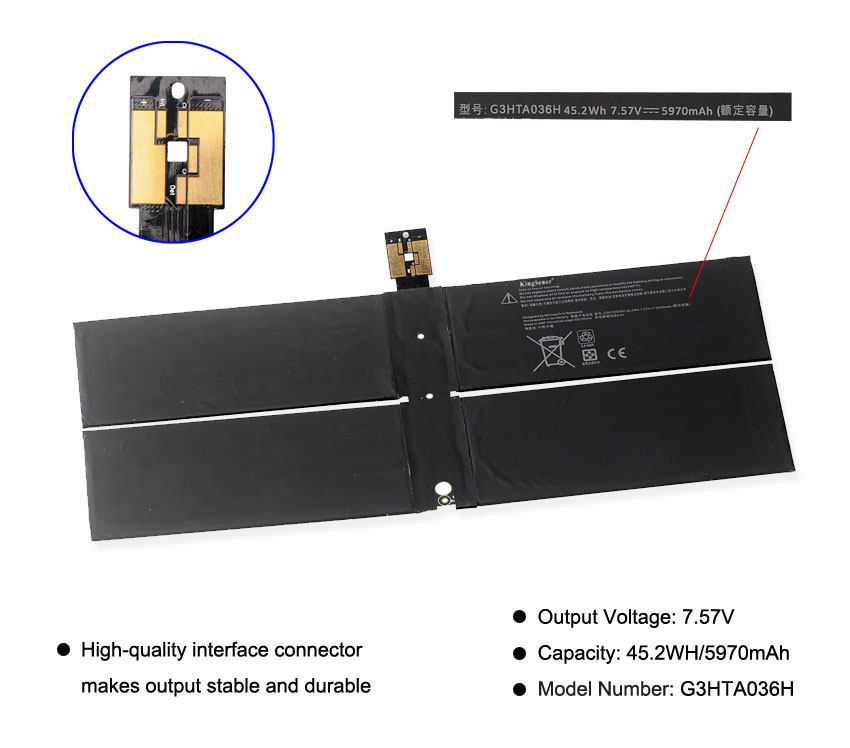 Kingsener G3HTA036H DYNK01 Laptop Battery For Microsoft Surface Book 1769 Series 7.57V 45.2Wh/5970mAh With Tools