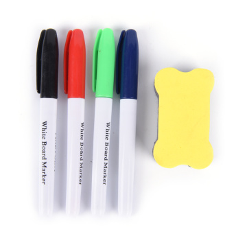 5pcs/set (4*Pens+1*Cleaner) Whiteboard Marker Liquid Chalk Erasable White Board Maker Pen Whiteboard Eraser Office School Supply