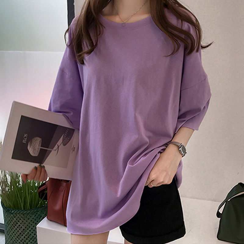 Candy Color Short Sleeve Loose T-Shirts Girls Summer 2019 New Cool O-Neck Boyfriend Student Women T-Shirt Lady Tops Plus Size