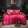 2020 Luxury 2 or 3 or 4pcs Lace Silk Bedding Set Satin Duvet Cover Set with Flat Sheet Zipper Closure Twin Queen King 7 patterns