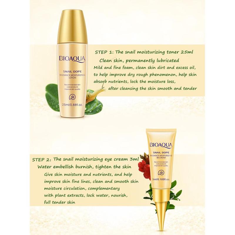 5pcs BIOAQUA Snail Cream Set Face Serum Whitening Cream Snail Hyaluronic Acid Anti Aging Wrinkle Moisturizing Face Cream