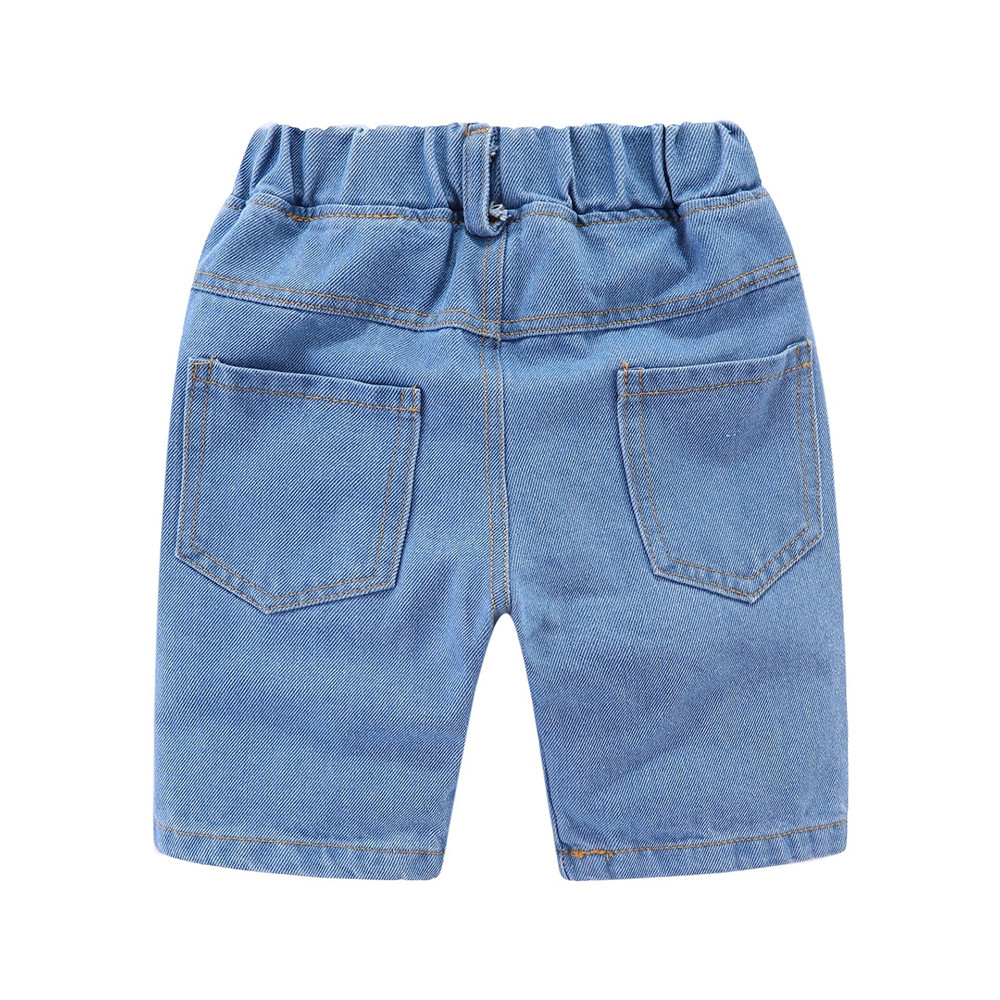 Mudkingdom Boys Denim Shorts Summer Fashion Solid Ripped Elastci Waist Boys Shorts