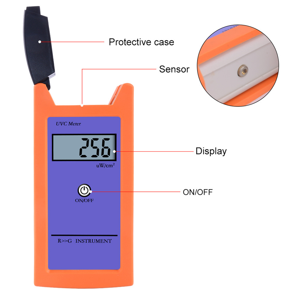 RGM-UVC Reptile with UV Radiation Meter Ultraviolet Irradiance Meters High Accuracy UV Illuminance Meter UVC Luminosity Tool