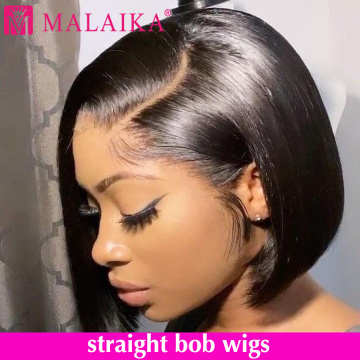 Malaika Straight Short Bob Lace Front Human Hair Wigs 13x4 Brazilian Hair Bob wig PrePlucked For Women HD Full Hair Frontal Wigs