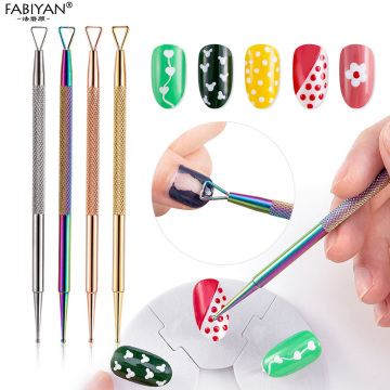 Double-end Multifunction Push UV Gel Polish Remover Dotting Painting Manicure Nail Art Triangle Rod Cleaner Grinding Finger Tool