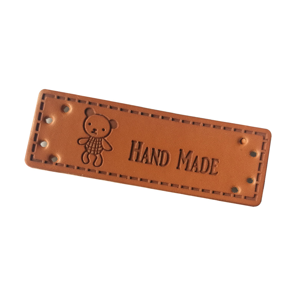 Bear Logo Hand Made Leather Clothing Labels Leather Cloth Accessories Handmade Tags Leather Craft Accessories Gift Sewing Label