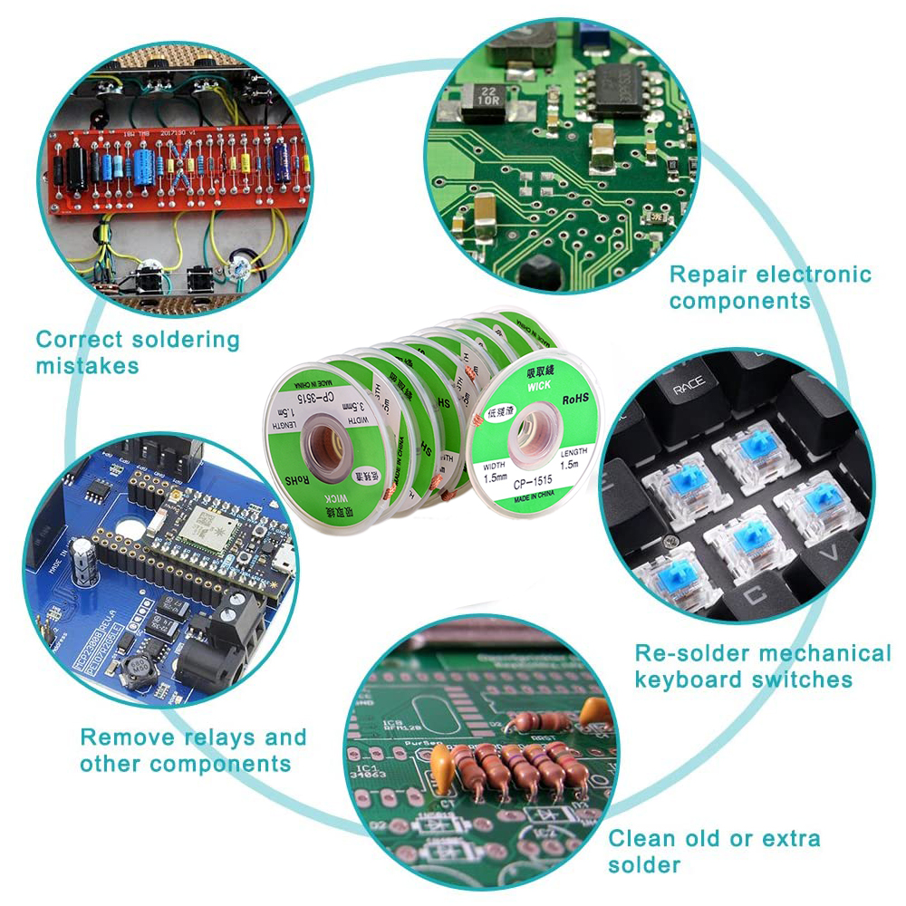 Width 1.5mm 2mm 3.5mm Length 1.5M Desoldering Braid Welding Solder Remover Copper Wick Wire Lead Cord Flux BGA Repair Tool