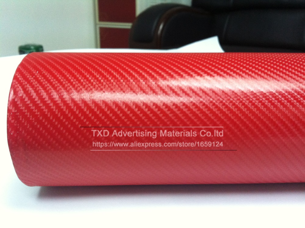 High Quality Red 4D Carbon Fiber Vinyl Wrap Film Air Bubble Free For Car decoration with Size:4"/8"/12"/16"/20"/24"X60"/Lot