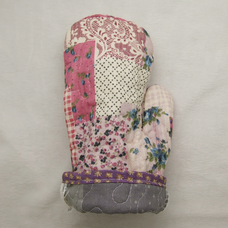 1pcs Cooksmart 100% cotton(inside &outside) Oven Mitt/Glove patchwork paint(blue pink flower point) with small handle