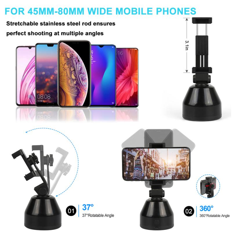 Smart AI Gimbal Robot Cameraman 360° Auto Rotation Face Tracking Object Mobile Phone Stand For Photography/Makeup/Vlog/YouTube
