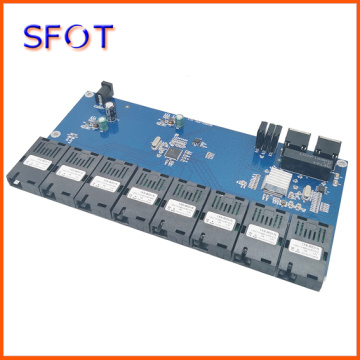 PCBA Switch board, Single Mode Single Fiber, 8-port 100M 1*9 Module with 2 port 10/100/1000M RJ45 Ethernet Network Switch