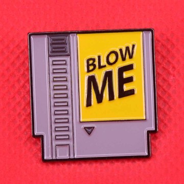 Blow Me enamel pin Nintendo cartridge brooch retro video game badge funny sarcastic gift men women accessories