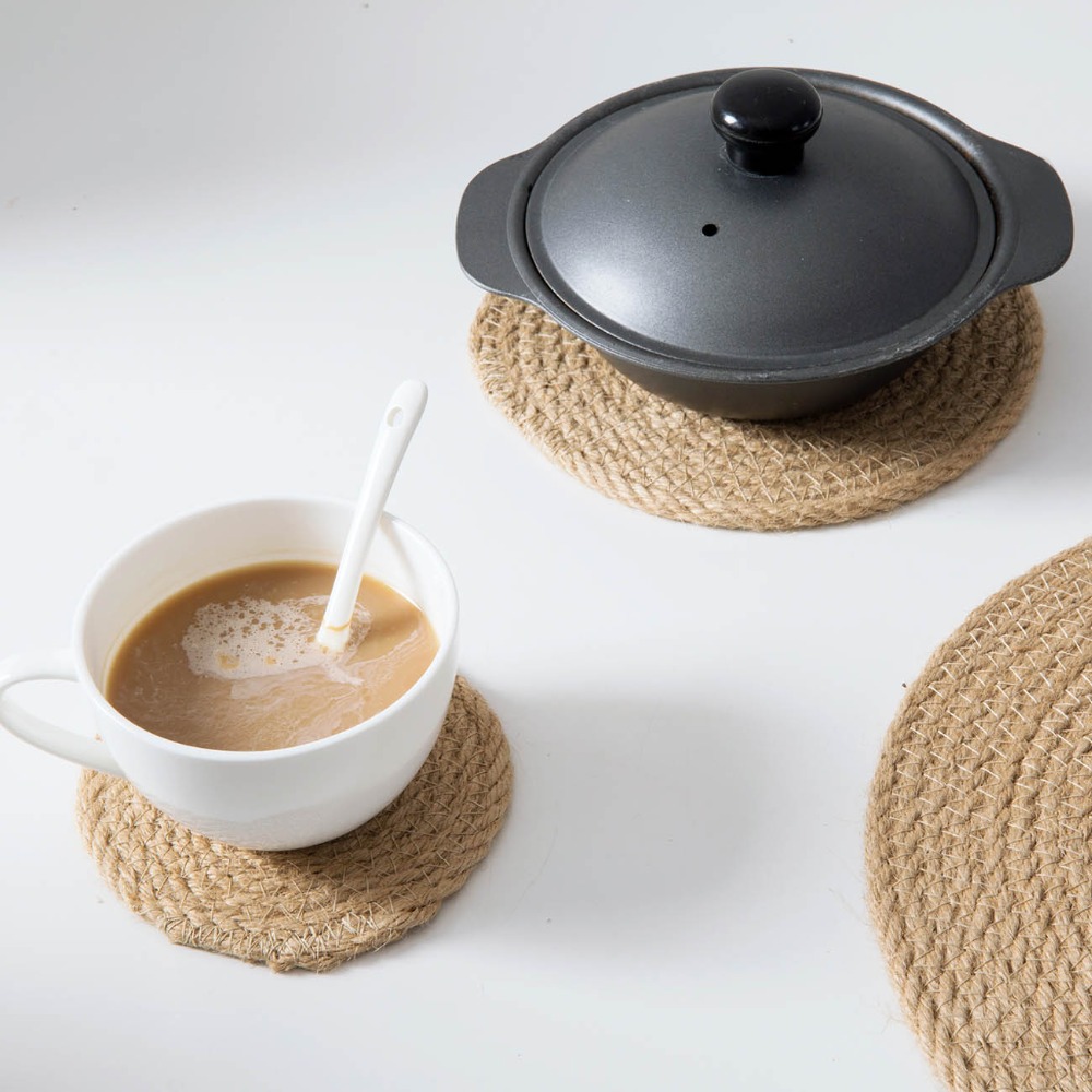 Straw Weave Coaster Handmade Placemat Cup Bowel Pot Mat Pad Holder Tableware Mats Pads Napkins On The Table