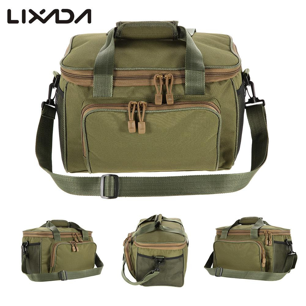 Lixada Fishing Bag Portable Multifunction Canvas Fishing Lure Reel Shoulder Waist Backpack Bag for Carp Pesca 37 * 25 * 25cm