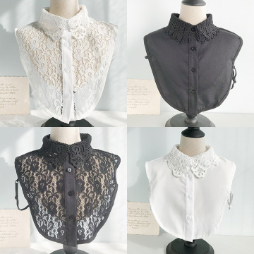 2020 Women Cotton Lace Fake Collar Blouse Vintage Detachable Shirt Collar False Collar Lapel Blouse Women Clothes Accessories