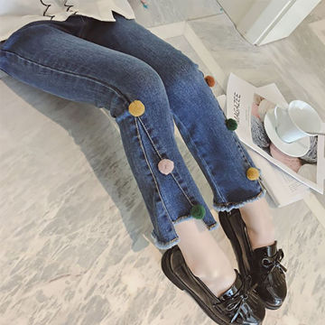 Fashion Girl Jeans Kids spring autumn Trousers Clothes Children Denim Pants for Baby Girls Jeans 110~160 plus big size