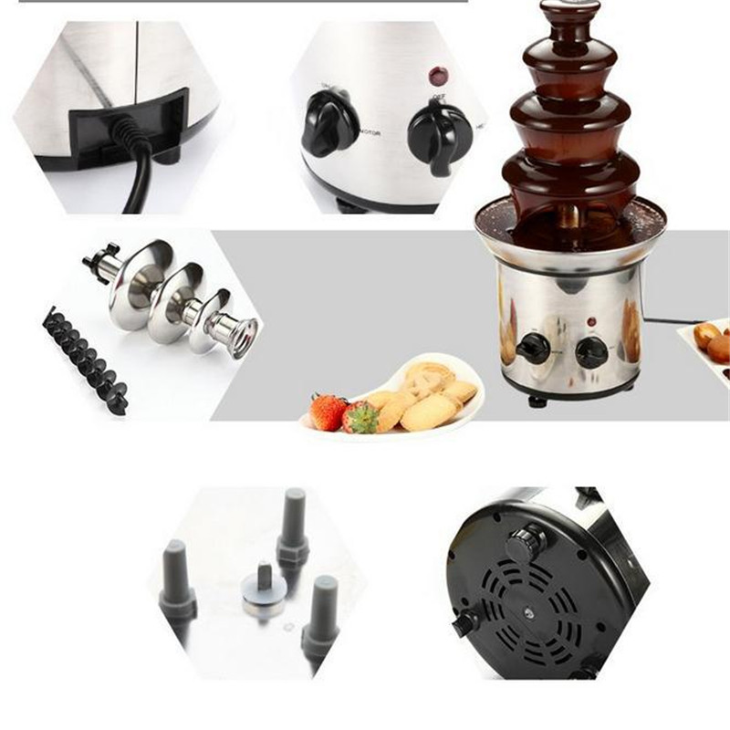 4 tiers 46cm Fantanstic Stainless Steel Chocolate fountain machine 110V 220V Fondue Event Exhibition Wedding Birthday Party