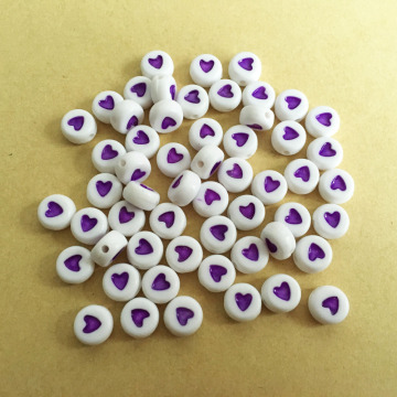 Purple Heart Acrylic Beads 3600pcs 4*7mm Flat Coin Round Shape DIY Jewelry Loose Lucite Knit Bracelet Ornament Plastic Beads