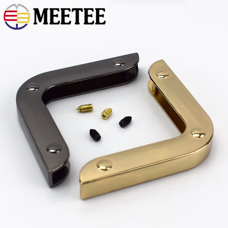 2/4pcs Meetee 40mm Bag Corner with Screw Decoration Hardware Accessories for Handbag Edge Protection Metal Hook Buckle BF215