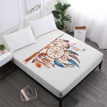 Bohemia Dream Catcher Bed Sheets Colorful Feather Print Fitted Sheet Soft Bedclothes Elastic Band Mattress Cover Home Decor D25