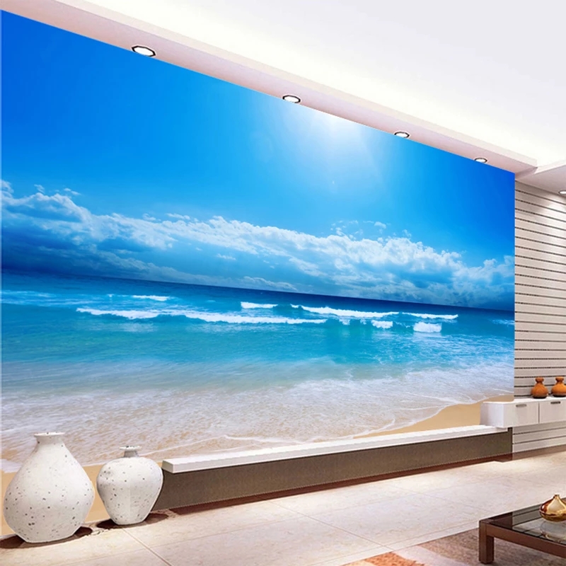 Custom 3D Photo Wallpaper Sea View Wall Painting Living Room Sofa Bedroom TV Background Wall Paper Sea Sunshine Beach Wall Mural