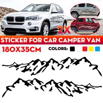 2x Car Styling Side Body Stickers Decal Mountain Frame DIY Decoration Universal For Truck Motorhome RV Caravan