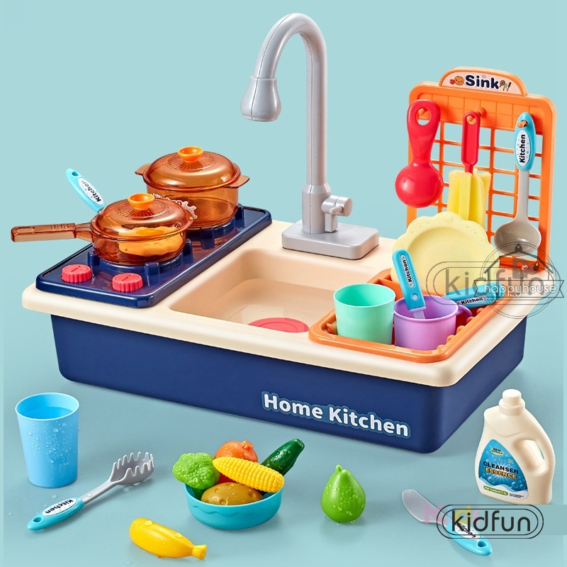 Kids Kitchen Toys Simulation Electric Dishwasher Educational Toys Mini Kitchen Food Pretend Play Cutting Role Playing Girls Toys